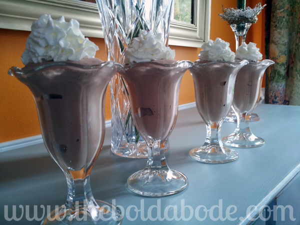 Chocolate Pudding Ice Cream in Vintage Sundae Glasses