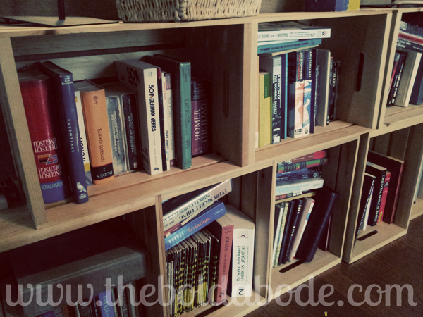 books in crates