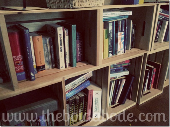 books in crates