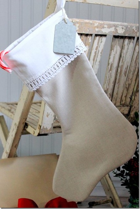 Flax Linen Christmas Stocking