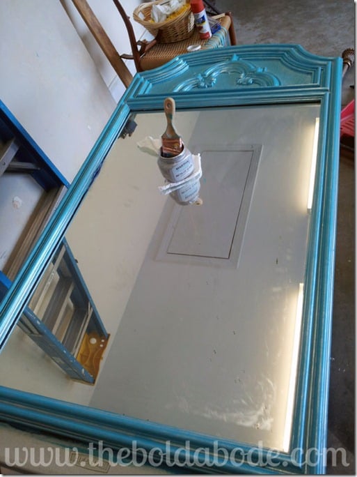 Teal Mirror with Silver Metallic Glaze