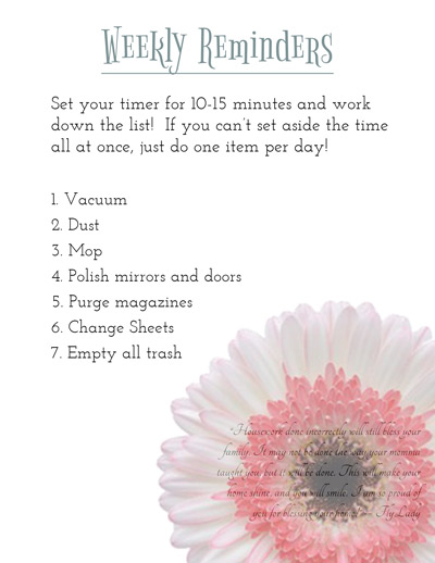 Weekly Reminders Printable