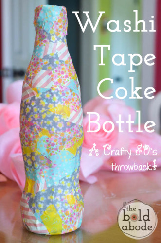 Washi Tape Coke Bottle: A Crafty 80's Throwback!  Click the image to see the step by step tutorial.  