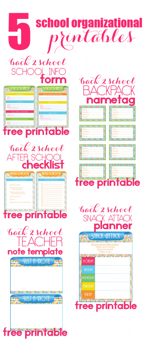 5 Back to School Organizational Printables