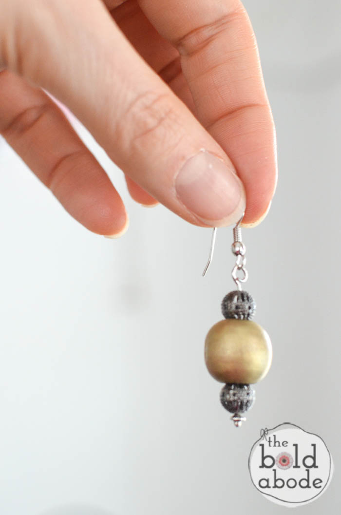 gold leaf bead earrings-5