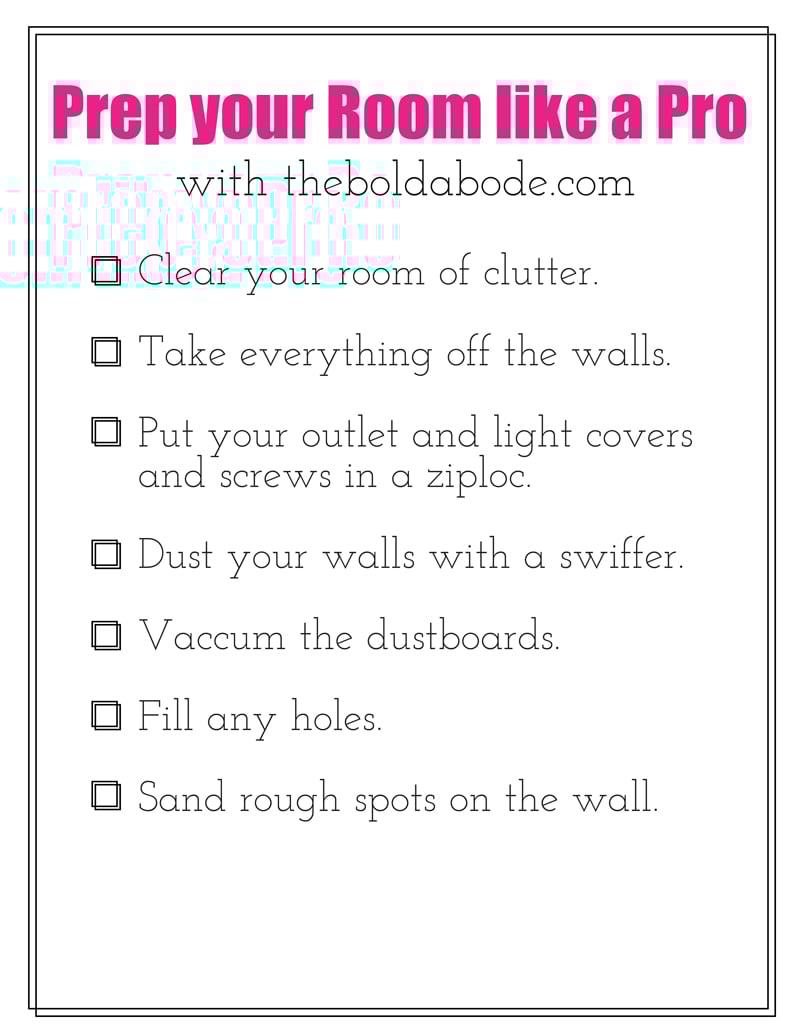 PREP YOUR ROOM LIKE A PRO - Free Printable Checklist for the next time you paint a room!
