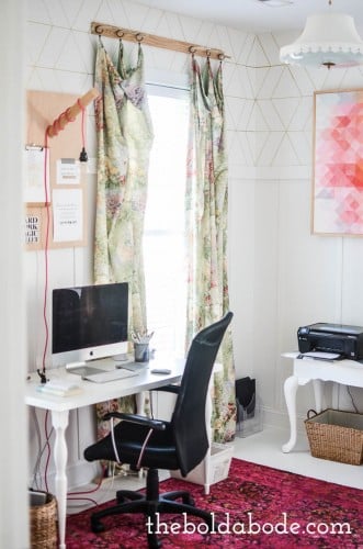 Office Update with a New White Floor and the most gorgeous pink rug ever!