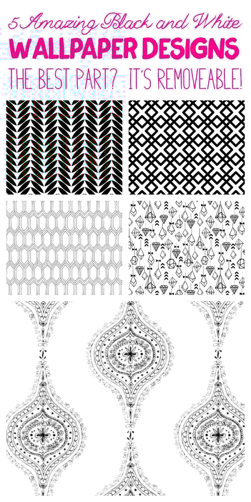 5 Amazing Black and White Wallpaper Designs - this is the best wallpaper! It's removable!