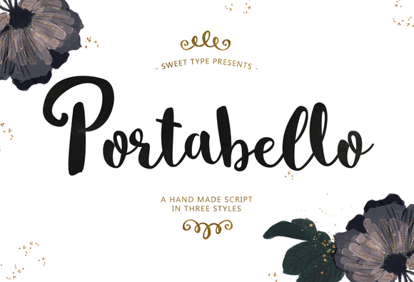  Meet Portabello! A sophisticated hand drawn typeface in 3 styles. Hand made characters replicate hand lettered artwork. Just the right amount of messy mixed up with a stylish script, making it completely legible.
