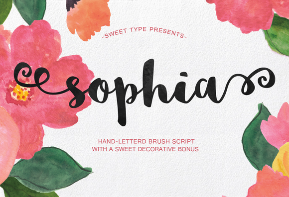 Sophia Hand-lettered - She's sweet, she's saucy, and a she's a little shabby. A new hand-lettered brush style typeface.