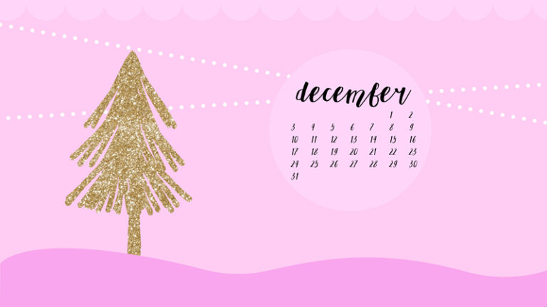 Digital Christmas Wallpaper: Glittery Christmas Tree Pink Fantasia