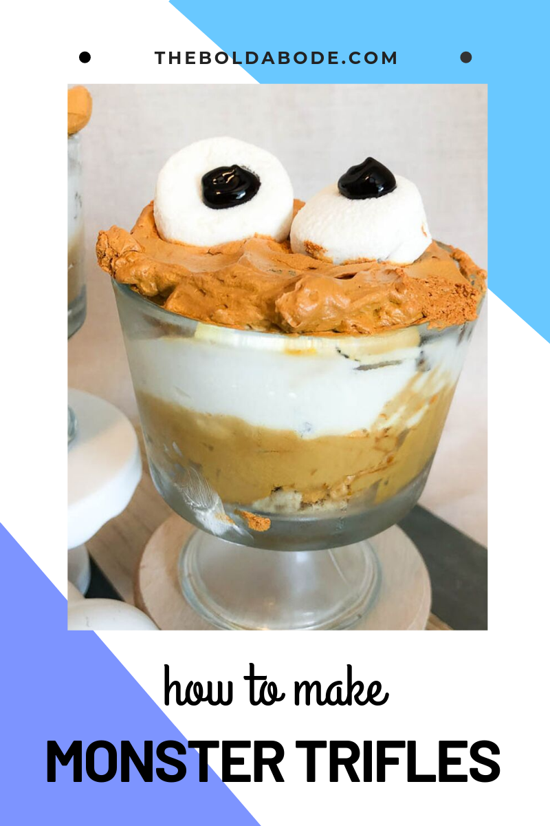 Little Halloween Trifle with pumpkin spice mousse and marshmallow eyes