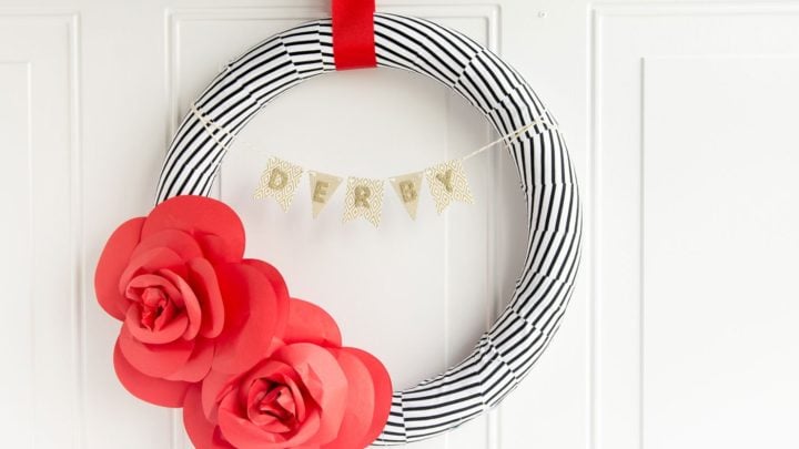 Image for DIY Paper Flower Wreath Tutorial; a Kentucky Derby Decoration Idea