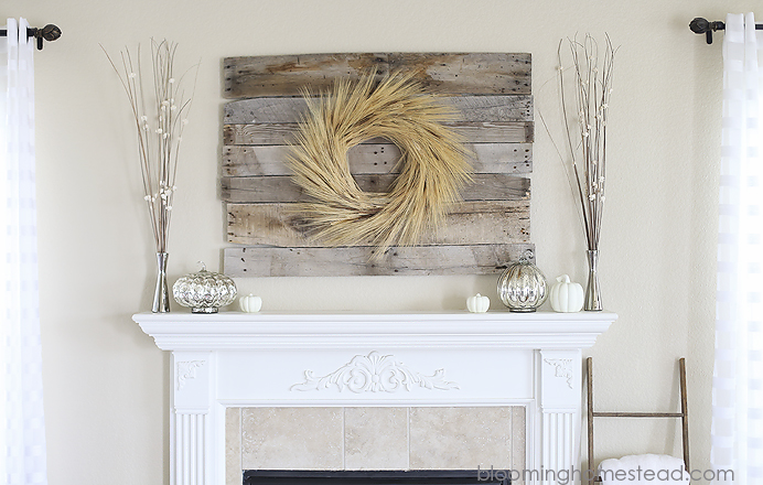 wheat wreath mantel