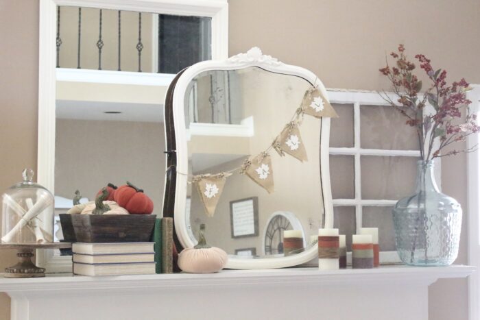 book themed fall mantel