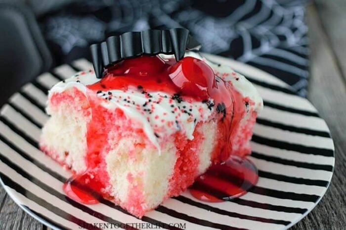 CHERRY VANILLA VAMPIRE POKE CAKE
