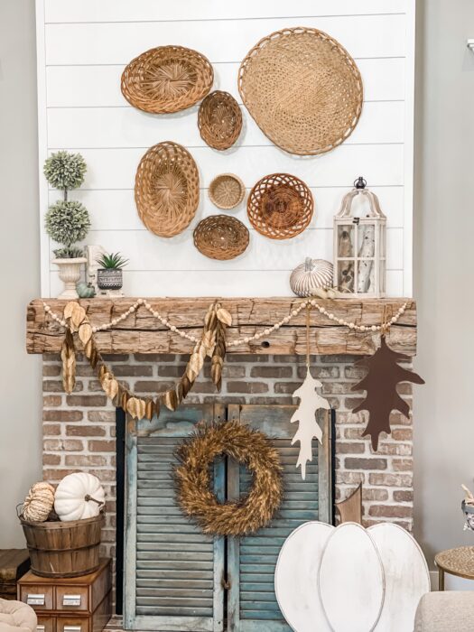 baskets fall mantel