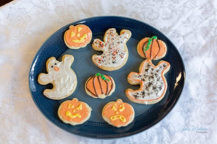 Halloween Sour Cream Sugar Cookies with Cream Cheese Frosting