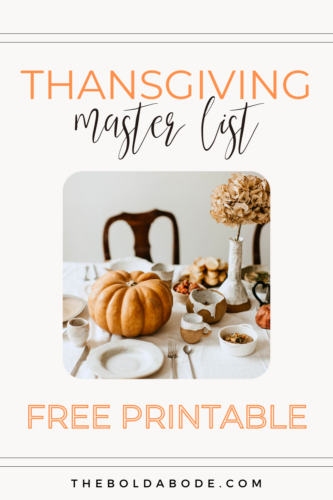 Thanksgiving Checklist Free Printable