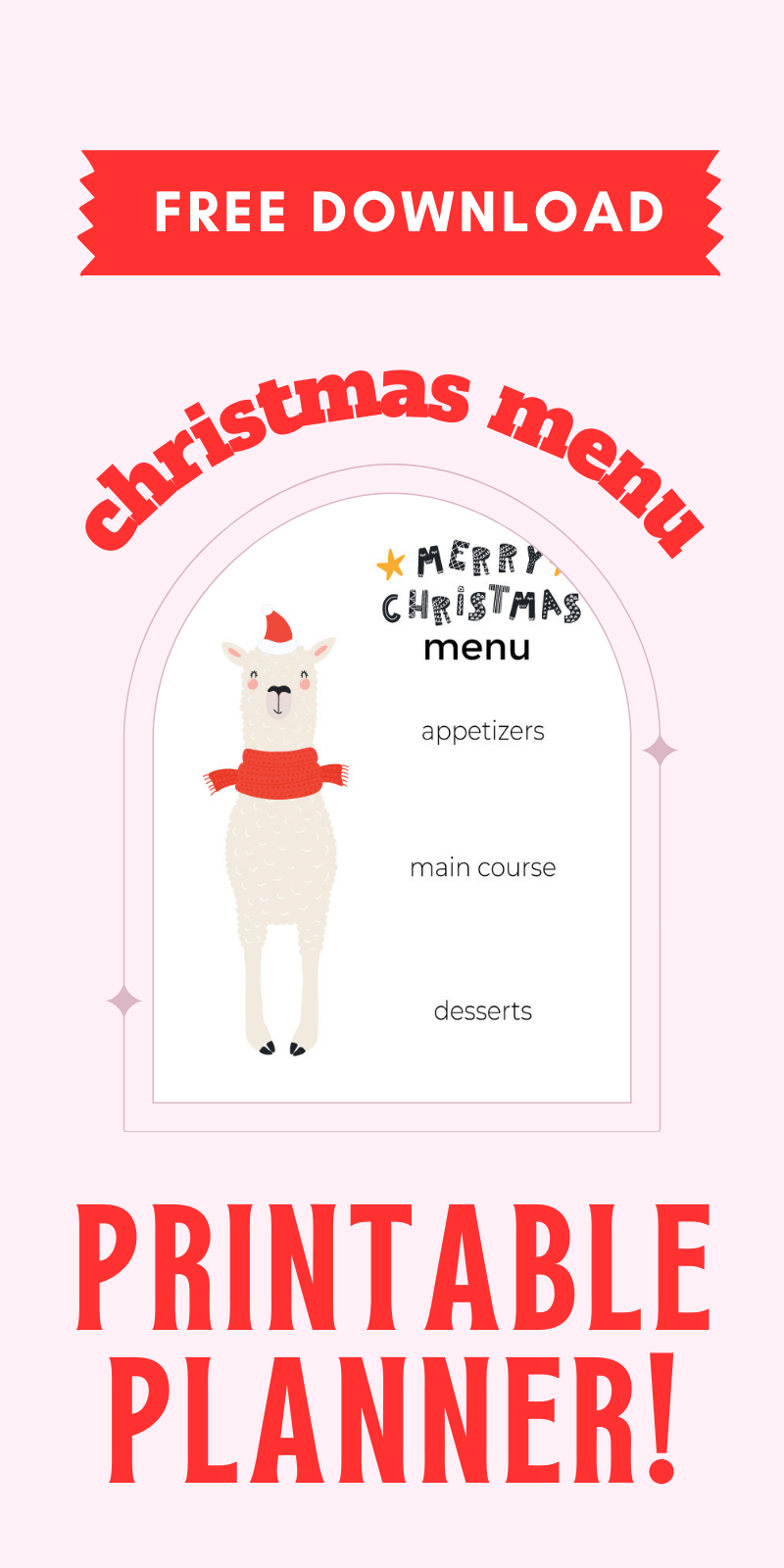Christmas Menu Planner and Shopping List Printable
