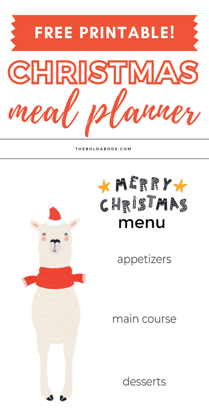 Christmas Menu Planner and Shopping List Printable