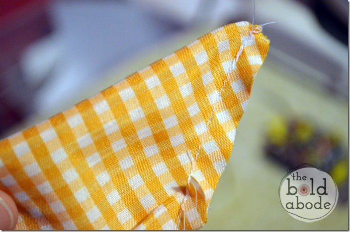 Sew a seam on the diagonal