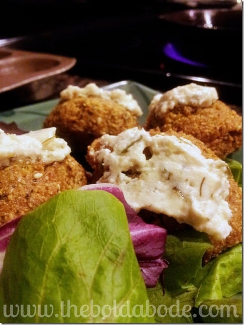 falafels on a bed of lettuce