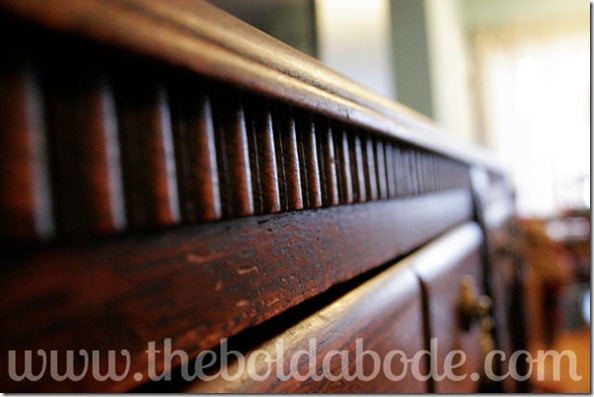 Molding on Carved Oak Sideboard