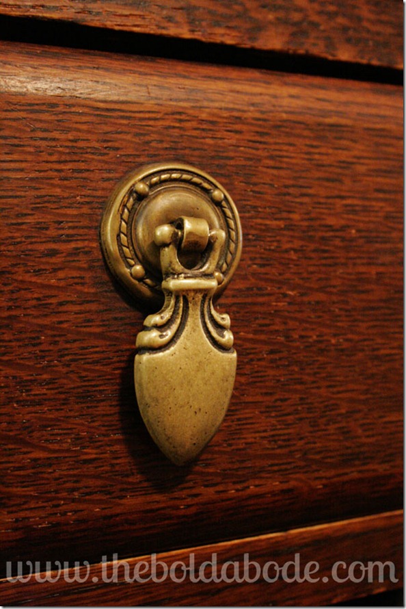 Original Hardware on Carved Oak Sideboard