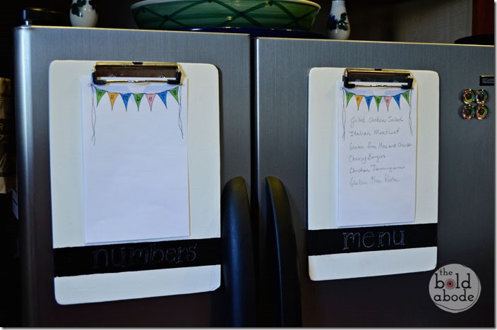 Clipboards on the fridge