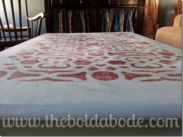 Stenciled Coffee Table Close Up