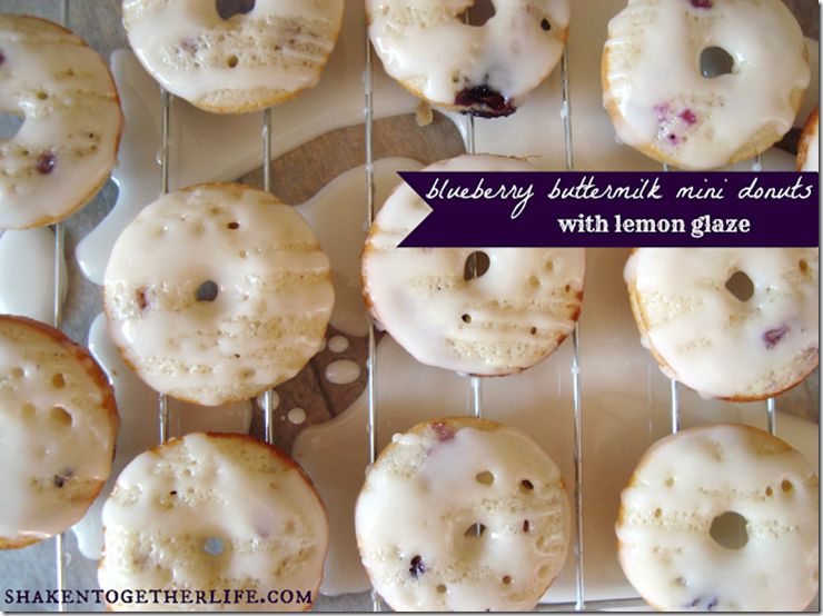 blueberry buttermilk mini donuts with lemon glaze
