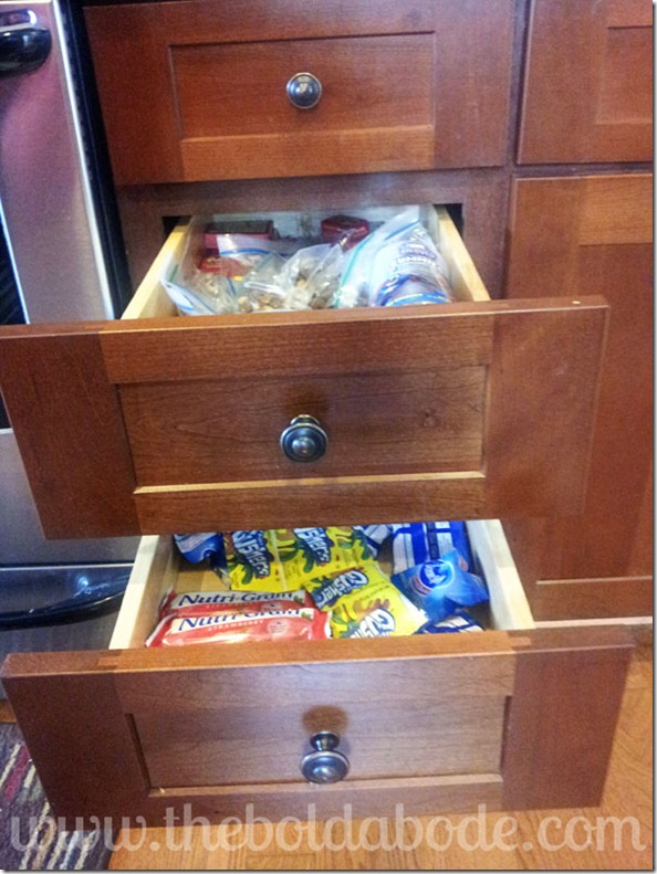 Make two separate snack drawers