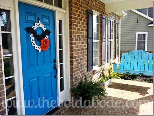 Front Porch and Bat Wreath